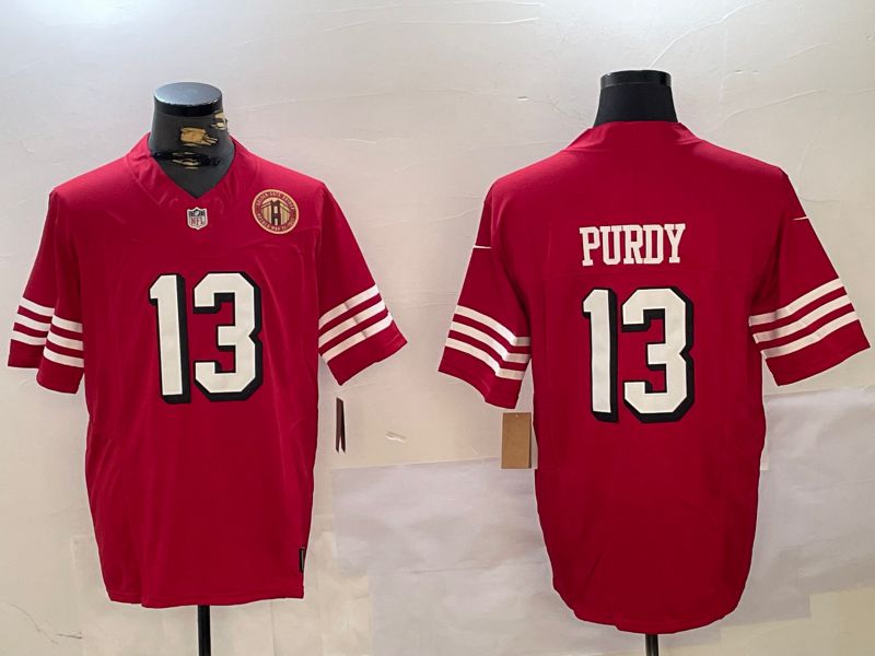 Men San Francisco 49ers #13 Purdy Red Three generations 2024 Nike Vapor Limited NFL Jersey style 7